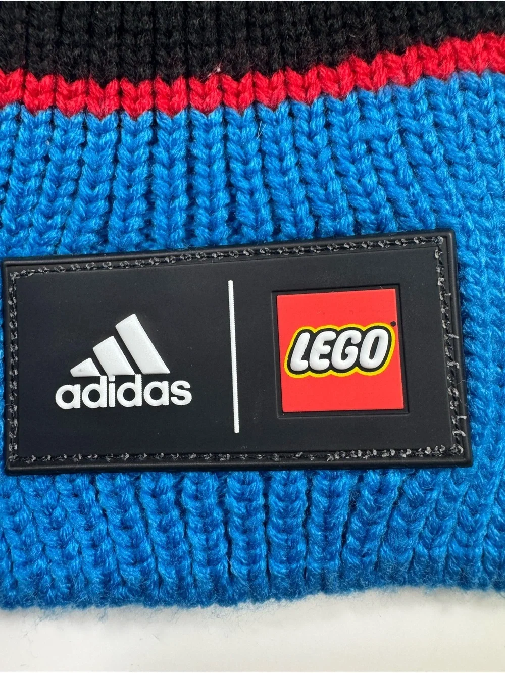 Adidas x LEGO Kids Blue Black Knit Beanie Hat One Size Acrylic Winter Cap